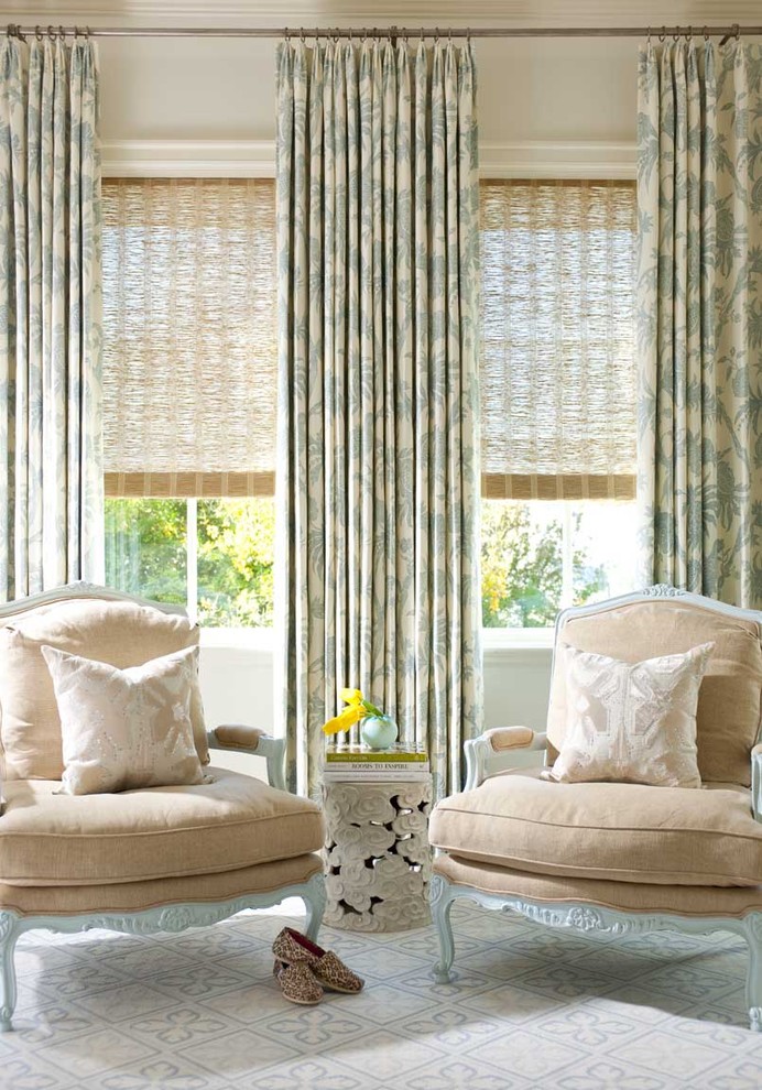 Wide Window Treatments Living Room Traditional with None 