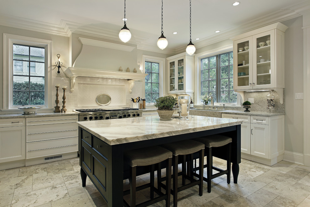 Window Treatment for Large Windows Kitchen Traditional with None 