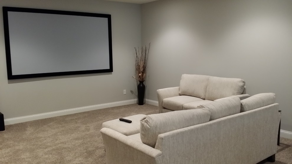 Window Treatment for Sliding Glass Door Home Theater Contemporary with Basements Media Room Home