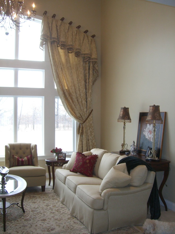Window Treatments for Arched Windows Living Room Traditional with Airy Blue Carpet Curved