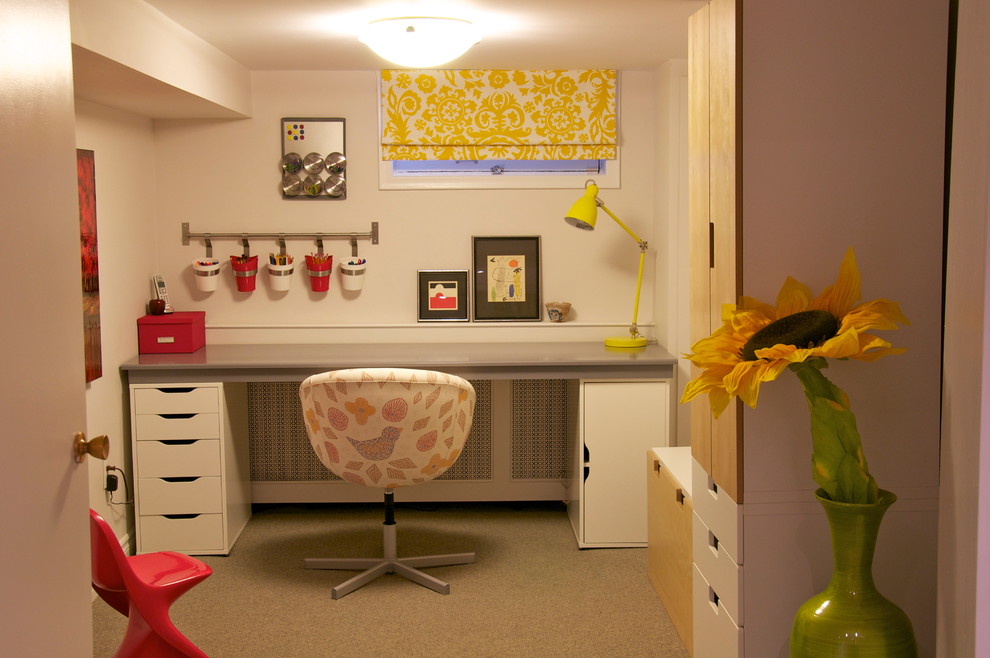 Window Treatments for Basement Windows Basement Contemporary with Basement Office Craft Room