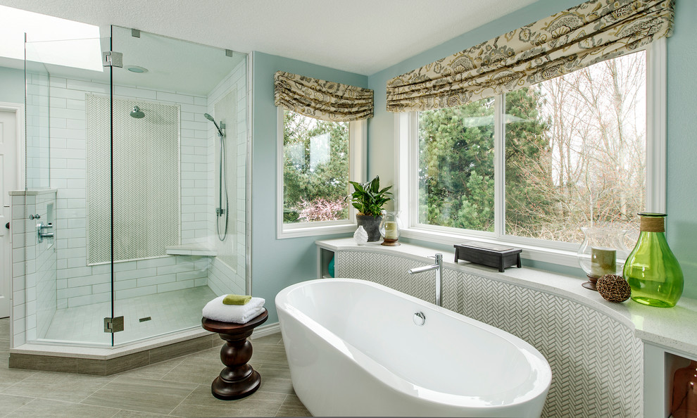 Window Treatments for Bathroom Bathroom Traditional with Ann Sacks Corner Shower