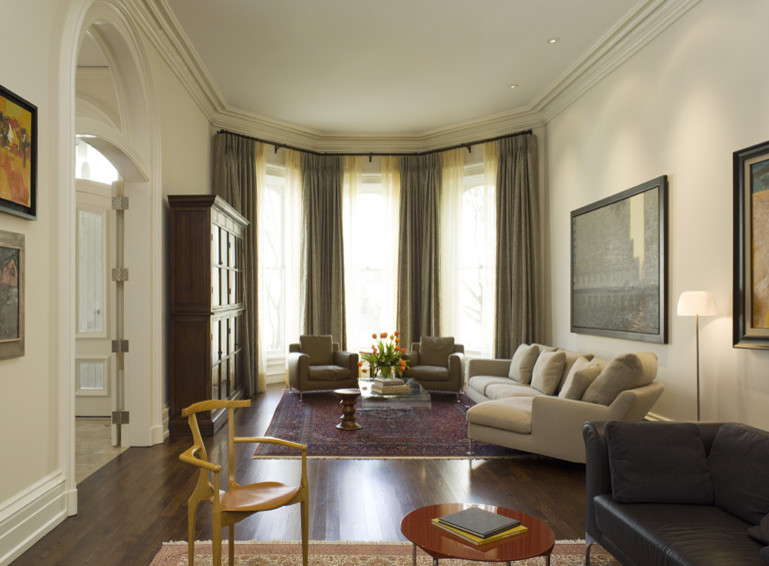 Window Treatments for Bay Window Spaces Traditional with Built in Bookshelf Cabinetry Chefs