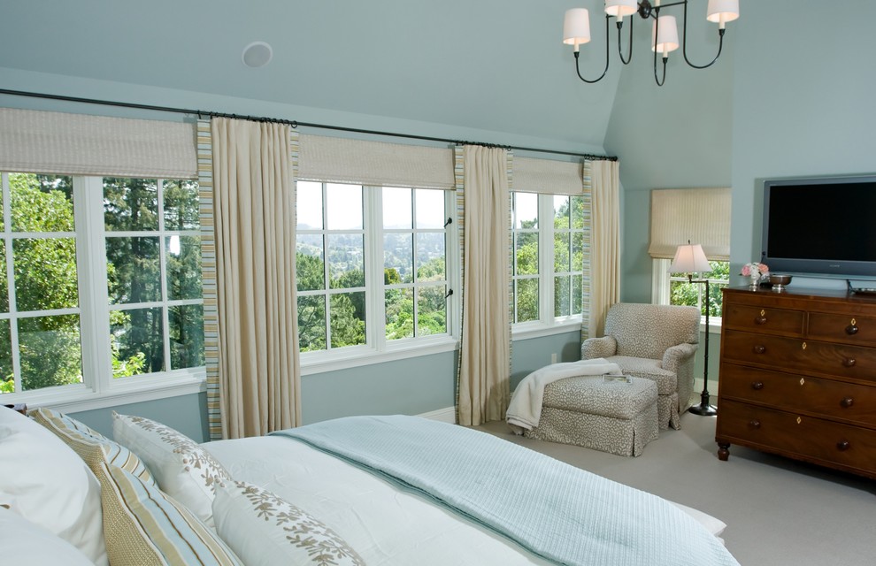 Window Treatments for Bedrooms Bedroom Traditional with Armchair Beige Curtains Beige