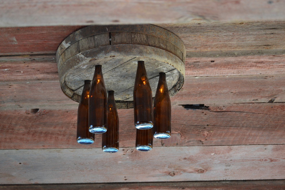 Wine Bottle Light Fixture Spaces Eclectic with Hybrid Swimming Pool Pool