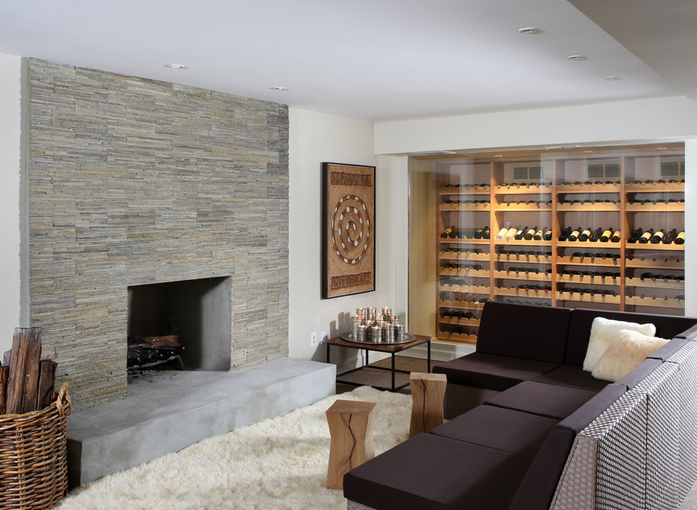 Wine Cellar Ideas Basement Contemporary with Fireplace Hearth Firewood Storage1