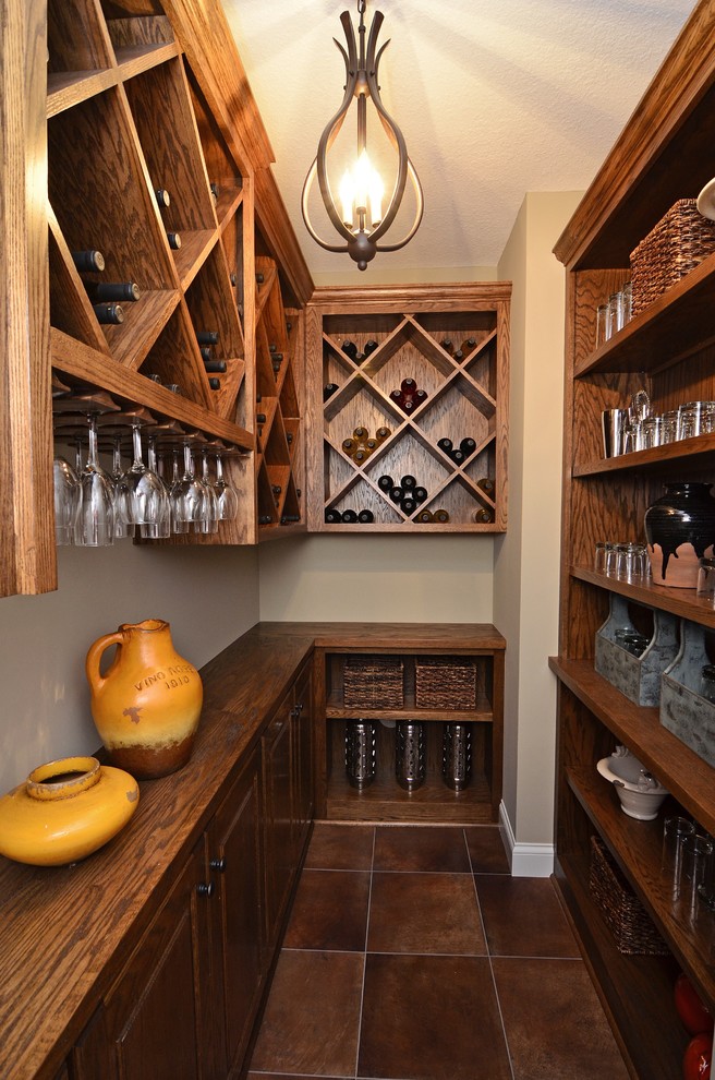 Wine Glass Storage Wine Cellar Traditional with Beige Dark Stained Wood