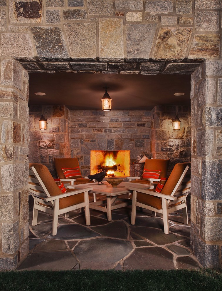 Wine Room Design Patio Traditional with Cut Stone Flagstone Grotto