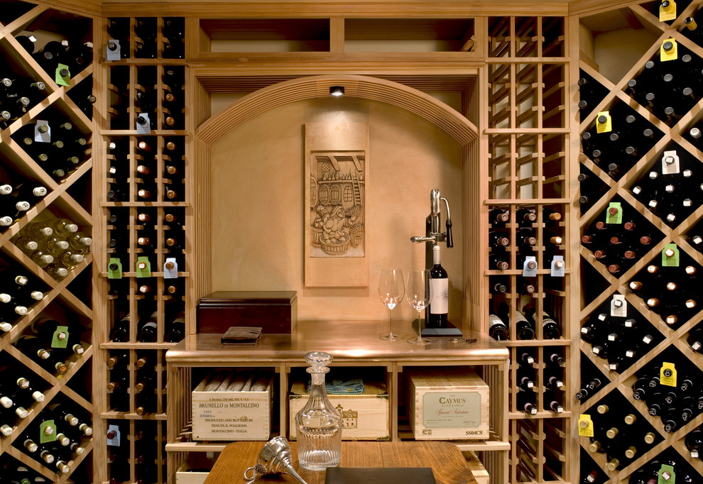 Wine Room Design Wine Cellar Farmhouse with Butcher Block Cart Ceiling