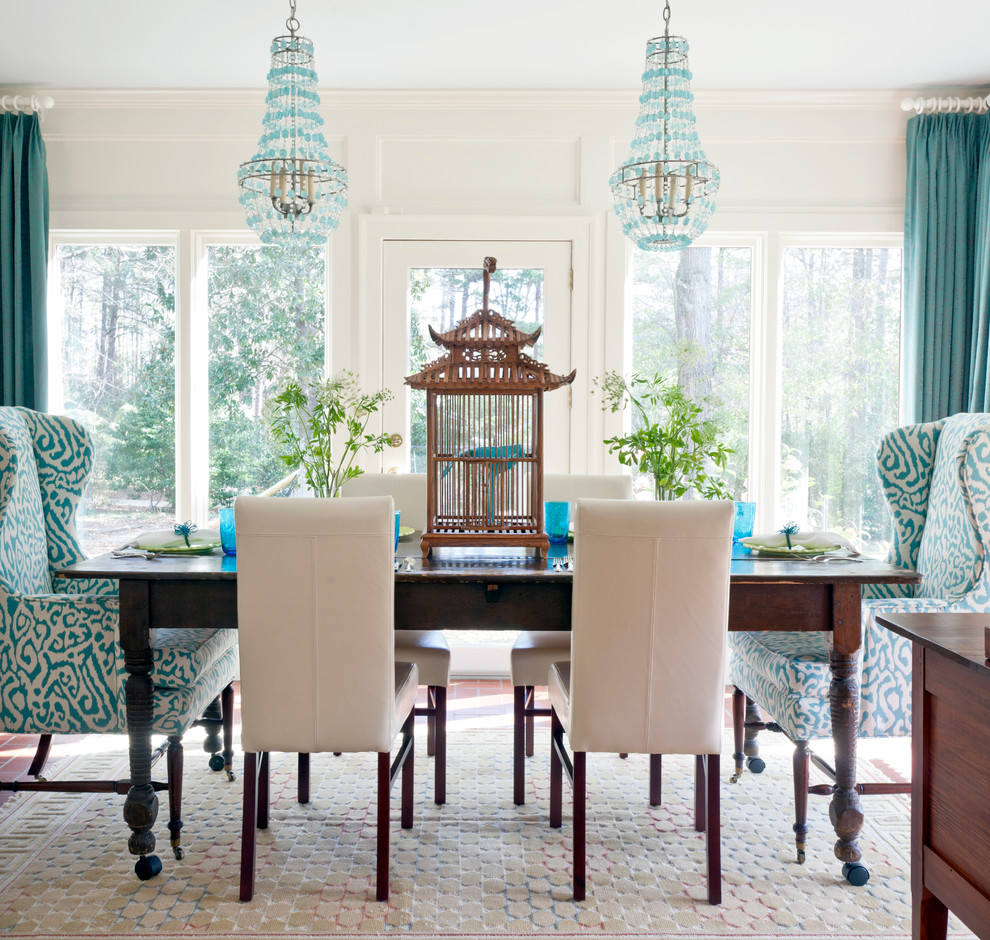 Wing Back Chairs Dining Room Eclectic with Arteriors Birdcage Chandeliers Chinoiserie