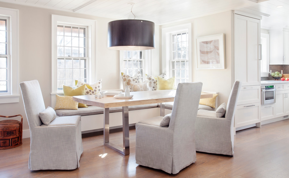 Wood and Metal Dining Table Dining Room Transitional with Accent Pillows Beige Dining