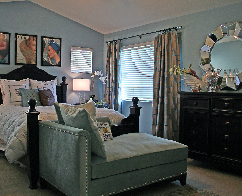 Wood and Upholstered Bed Bedroom Transitional with Bay Area Bedroom Designer