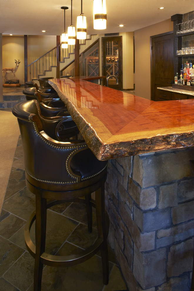 Wood Bar Tops Home Theater Contemporary with Custom Bar Lake Home