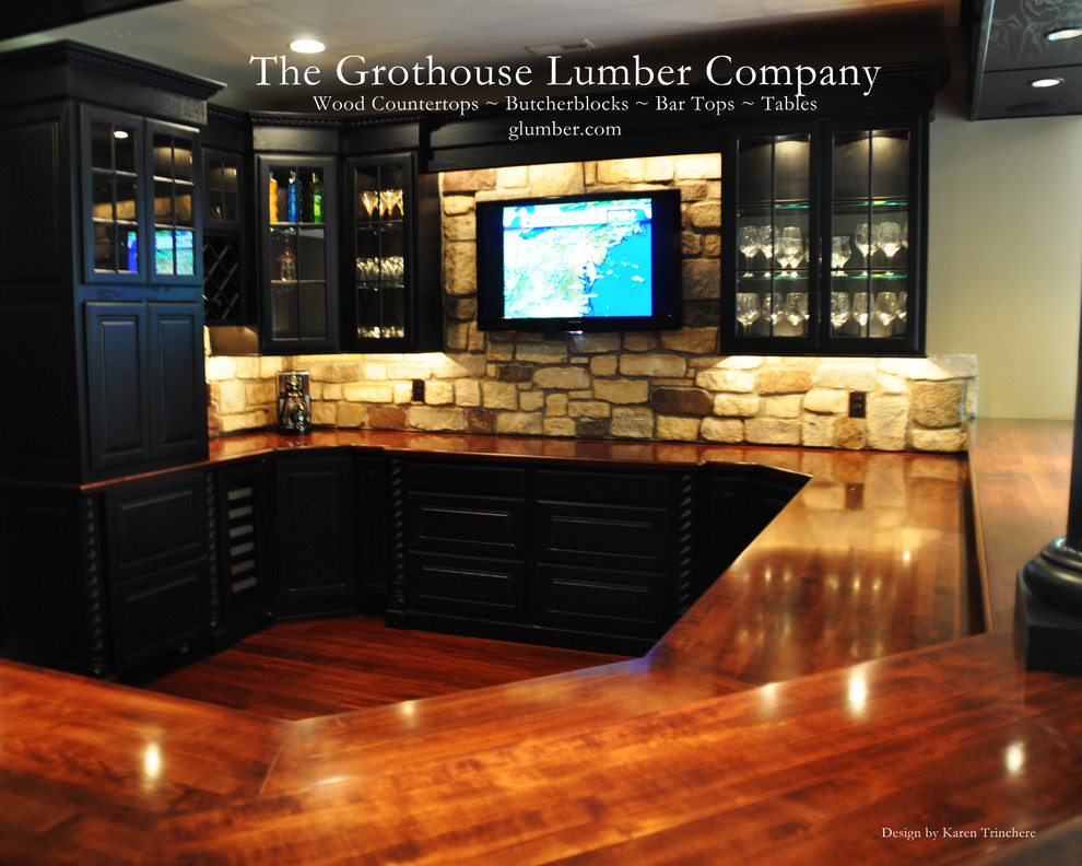 Wood Bar Tops Wine Cellar Traditional with None 