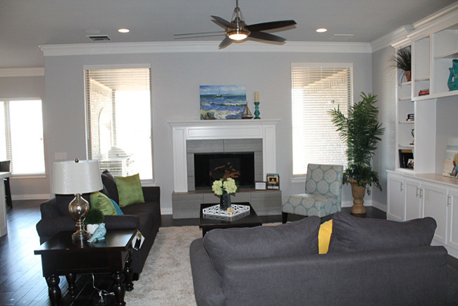 Wood Burning Fireplace with Gas Starter Living Room Modern with None 