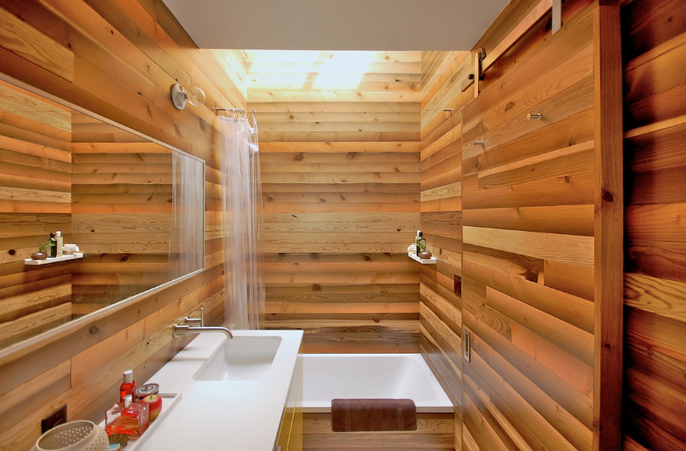 Wood Curtain Rods Bathroom Asian with Chrome Hardware Clear Shower