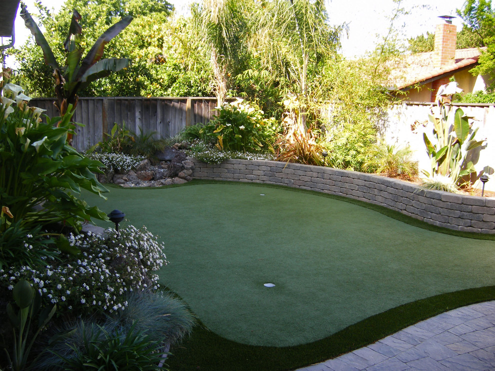 Wood Fence Designs Landscape Tropical with Artificial Turf Grass Lawn