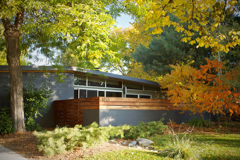Wood Fence Ideas Exterior Midcentury with Autumn Leaves Bushes Carport