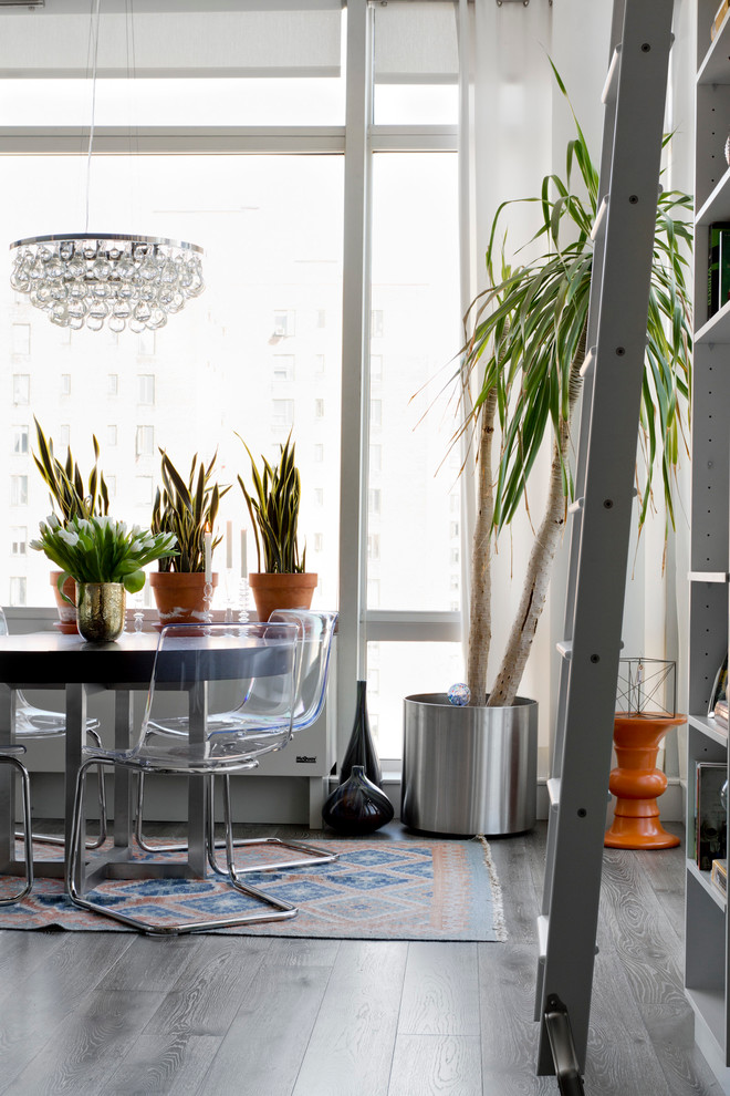 Wood Floor Paint Dining Room Eclectic with None 