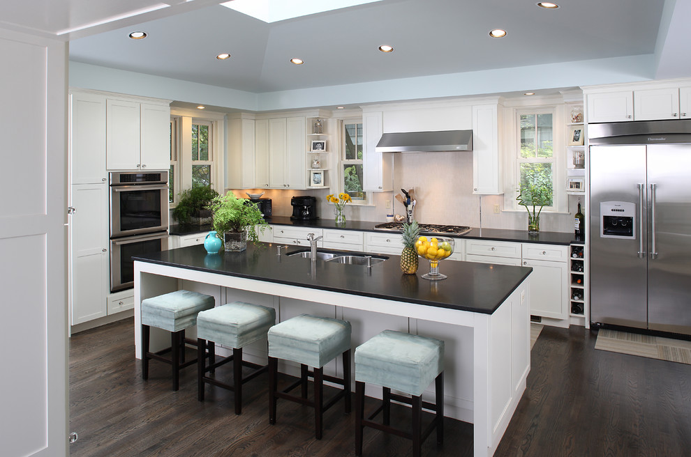 Wood Floor Stain Colors Kitchen Transitional with Breakfast Bar Ceiling Lighting