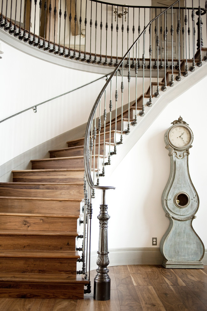 Wood Floor Stain Colors Staircase Traditional with Clock Curved Staircase Grandfather