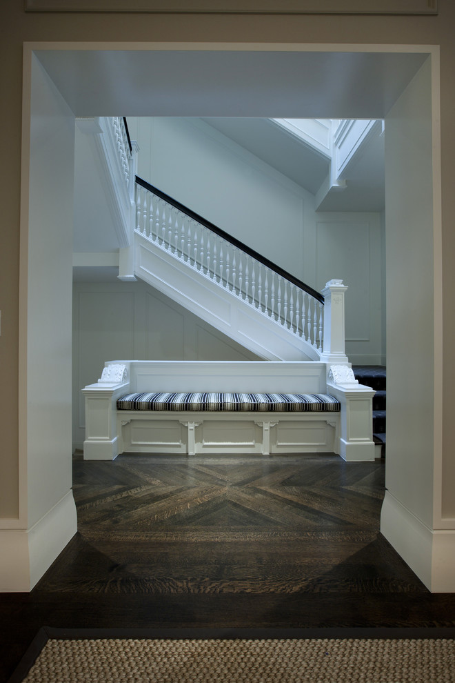 Wood Flooring Ideas Hall Contemporary with Banister Baseboards Built In1