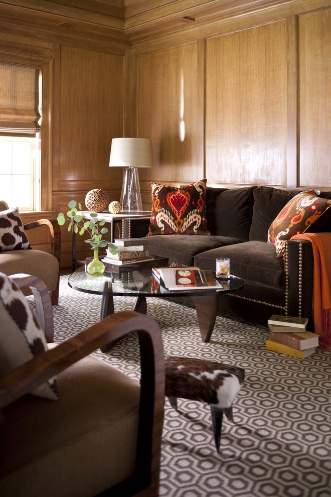 Wood Paneling for Walls Living Room Transitional with Area Rug Brown Sofa