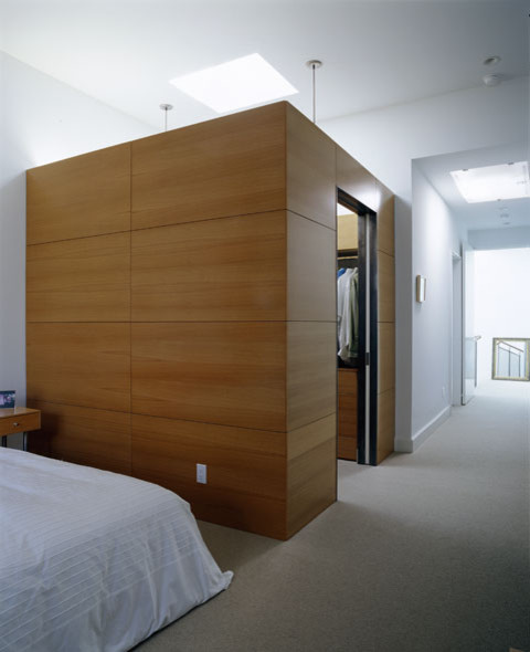 wood paneling walls Spaces Modern with design-build modern stair