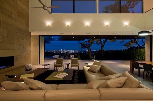 Wood Plank Ceiling Exterior Modern with Fleetwood Pocket Doors Skyline