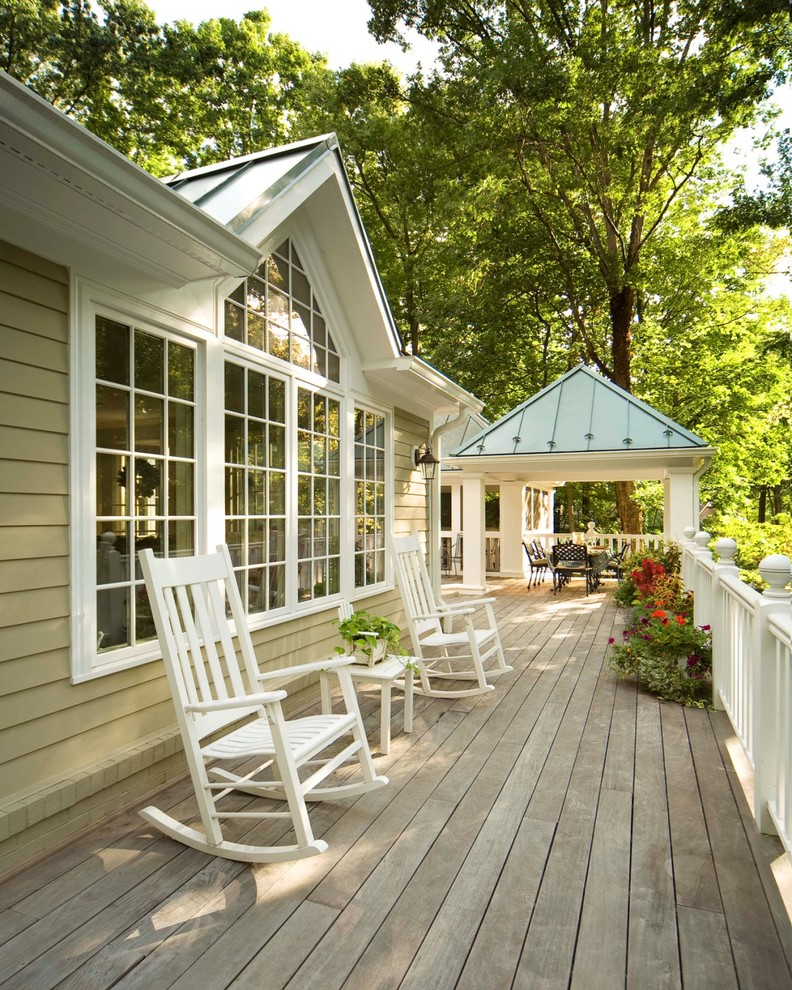 Wood Rocking Chair Deck Traditional with Metal Roof Patio Furniture