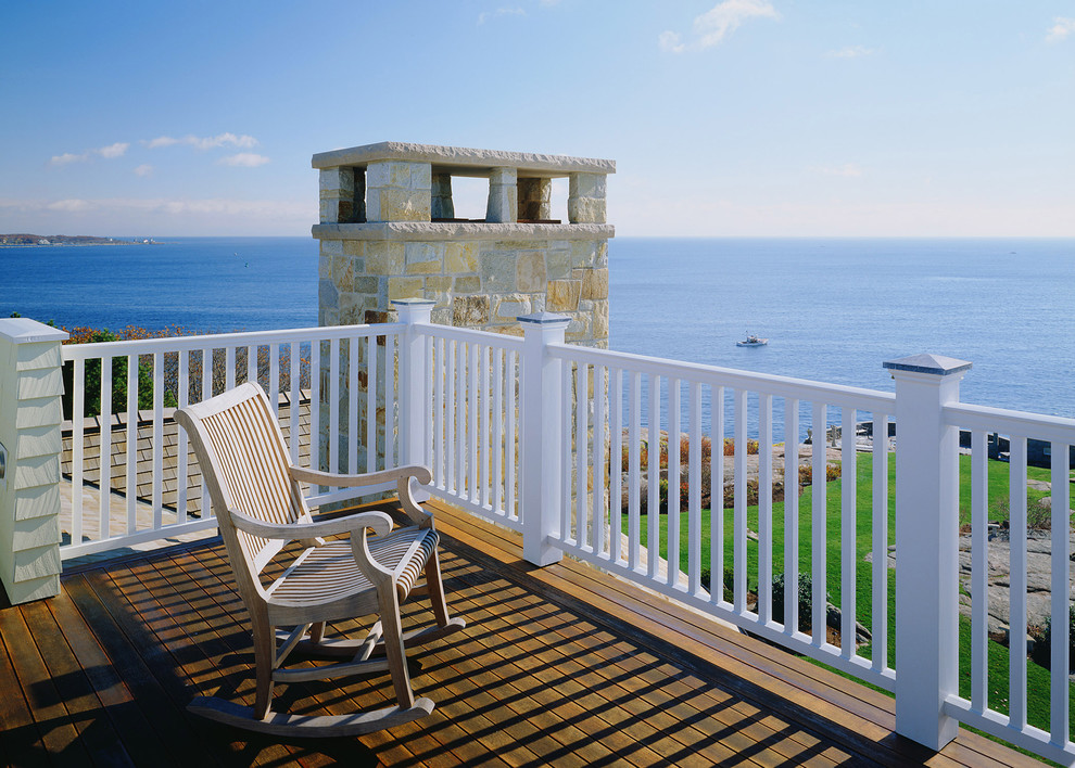 Wood Rocking Chair Porch Modern with Copper Trim Dark Decking