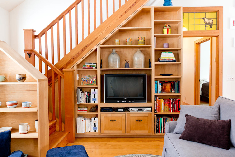 Wood Stair Railings Family Room Eclectic with Built in Bookcase Built in Bookshelf