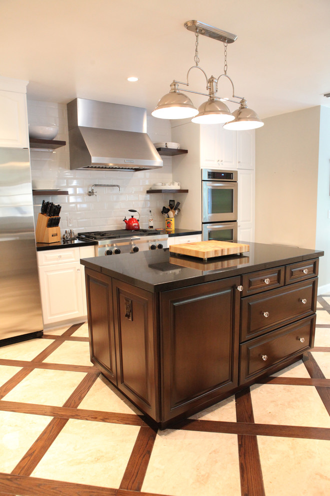 Wood Tile Patterns Kitchen Traditional with Floor Materials Island Lighting