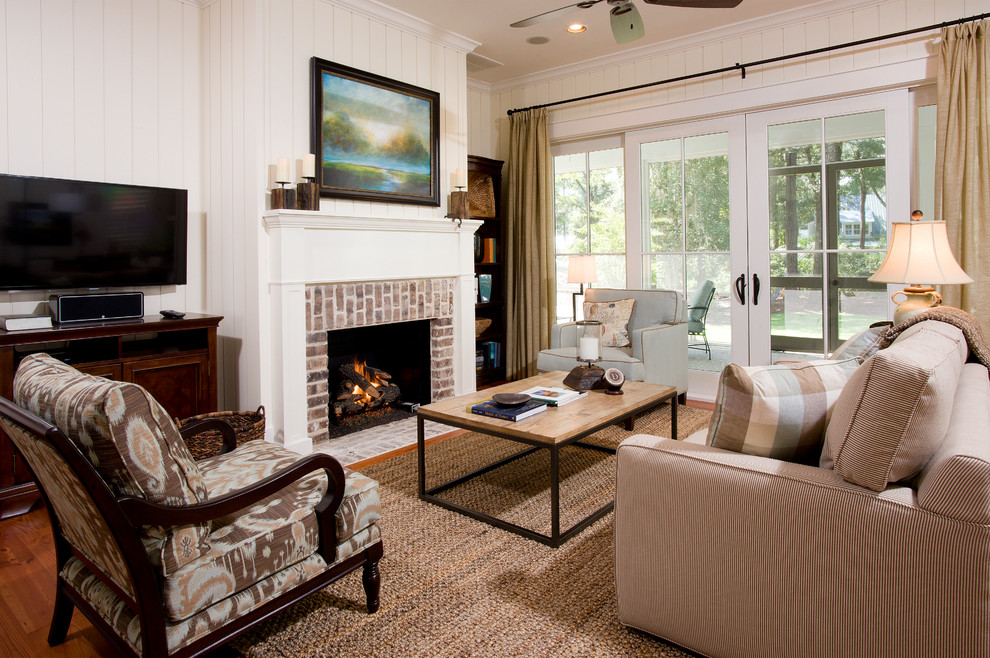 Wood to Gas Fireplace Conversion Living Room Traditional with Area Rug Artwork Brick