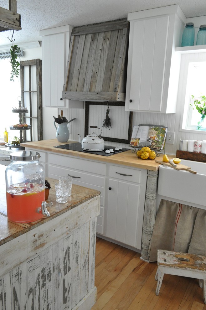 Wood Vent Hood Kitchen Farmhouse with Butcher Block Counter Tops
