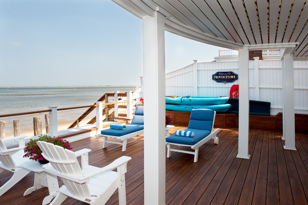 Wood vs Composite Deck Deck Beach with Adirondack Chairs Chaise Lounge