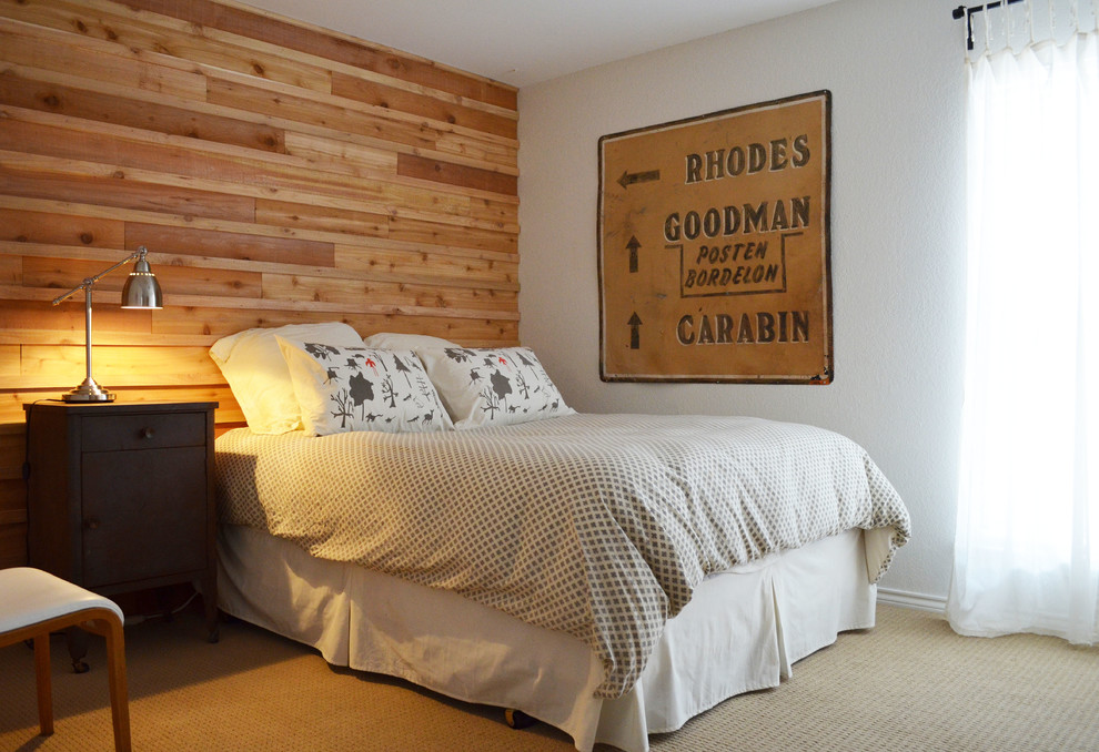 Wood Wall Covering Bedroom Eclectic with Accent Wall Artwork Beige