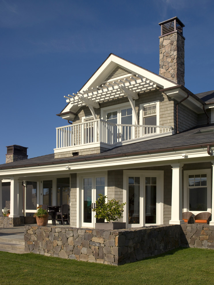 Wood Window Awnings Exterior Traditional with Asphalt Shingles Backyard Balcony