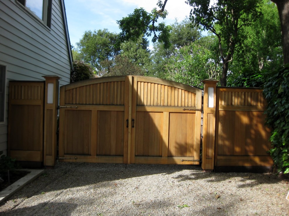 Wooden Driveway Gate Landscape Traditional with 360 Yardware Bronze Gate2