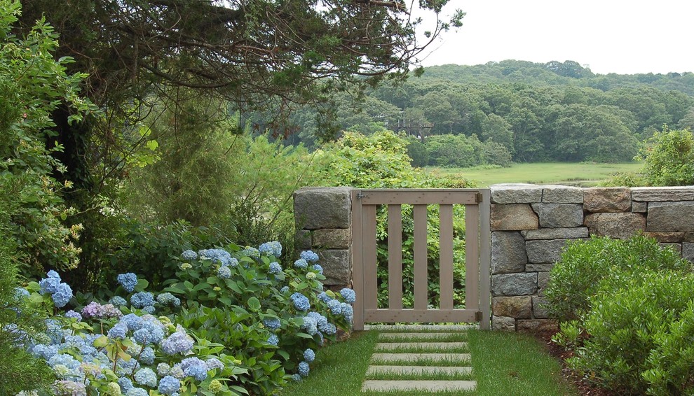 Wooden Fence Gates Landscape Traditional with Cottage Garden Flower Bed