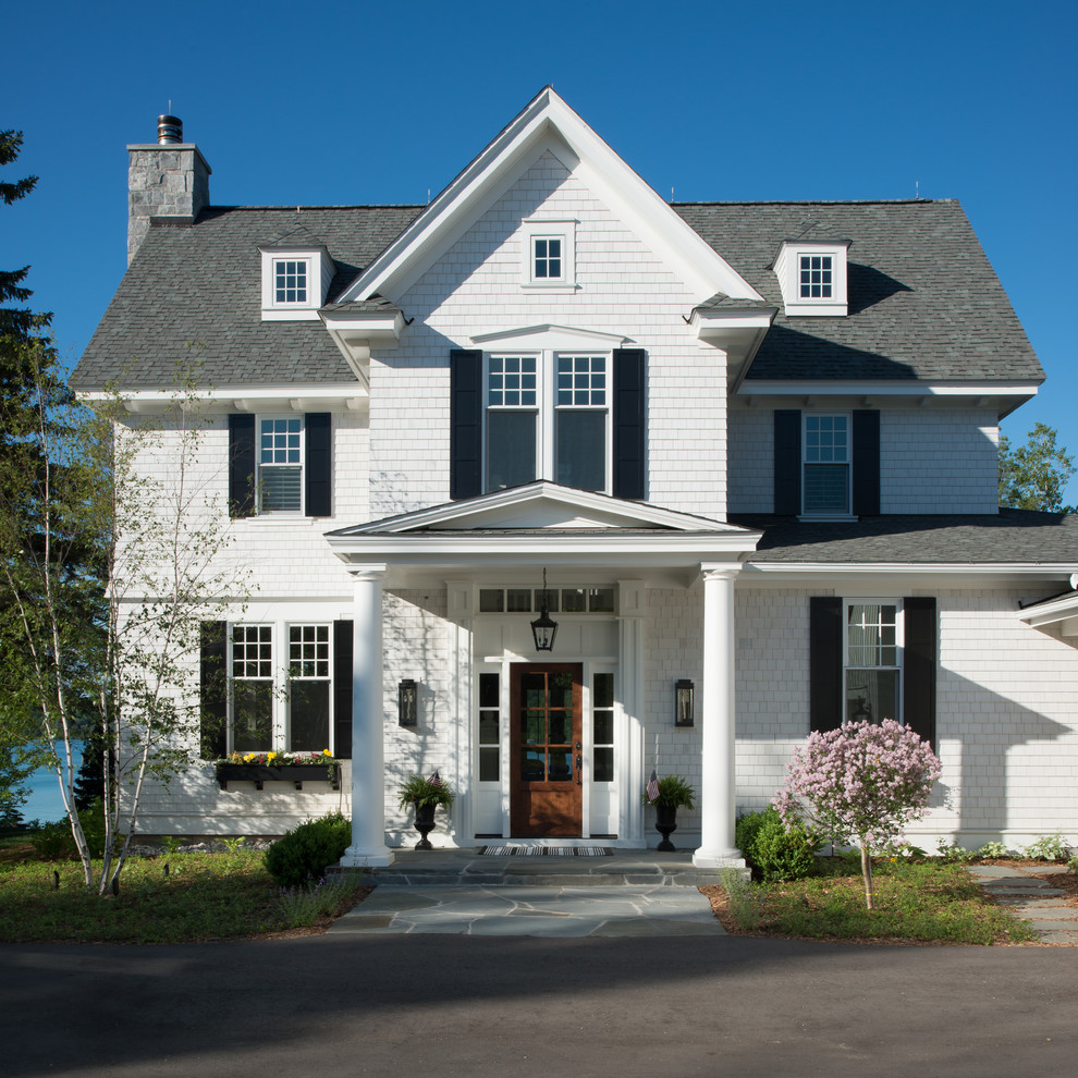 Wooden Front Doors Exterior Traditional with Black Shutters Light Fixtures