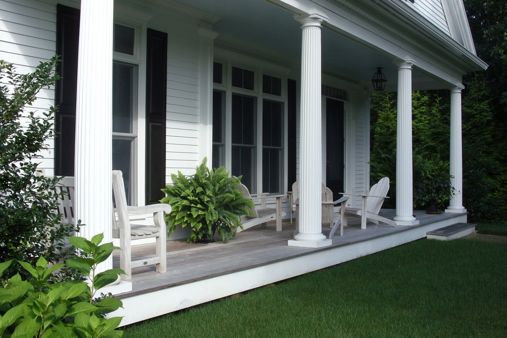 Wooden Front Porch Porch Traditional with Adirondack Chairs Bench Cape