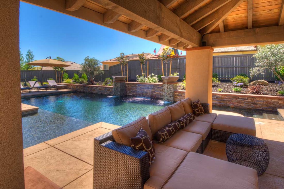 wooden patio covers Pool Traditional with cabo ledge Complete backyard