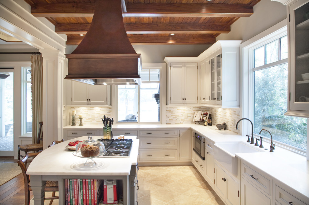 Wooden Range Hood Kitchen Traditional with Apron Front Sink Copper1