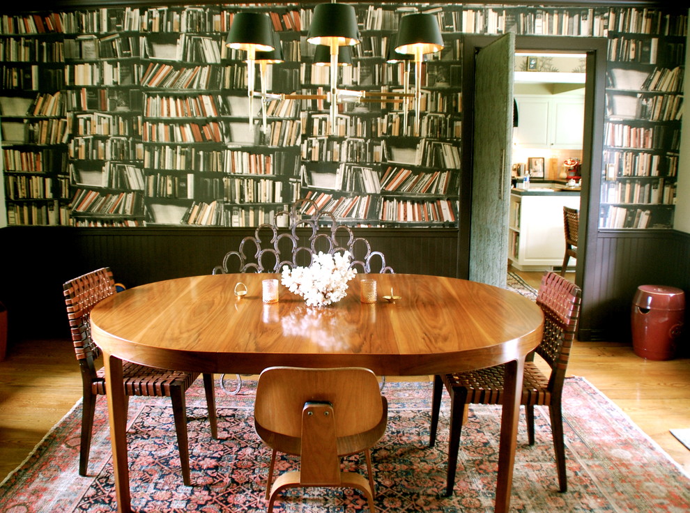 Woven Leather Chair Dining Room Eclectic with Area Rug Beadboard Centerpiece