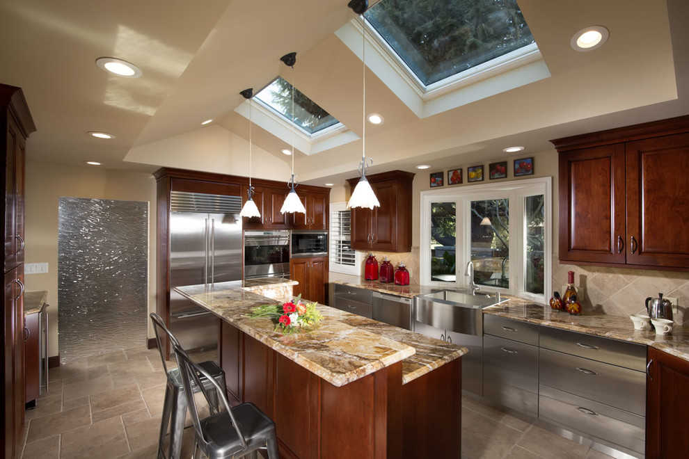 Woven Pendant Light Kitchen Transitional with Bay Window Beige Tile