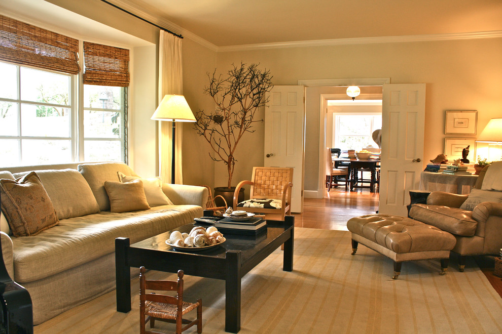 Woven Wood Shades Living Room Traditional with Area Rug House Plants