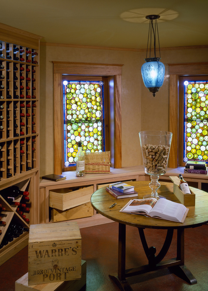 Woven Wood Shades Wine Cellar Traditional with Bench Seat Pendant Light
