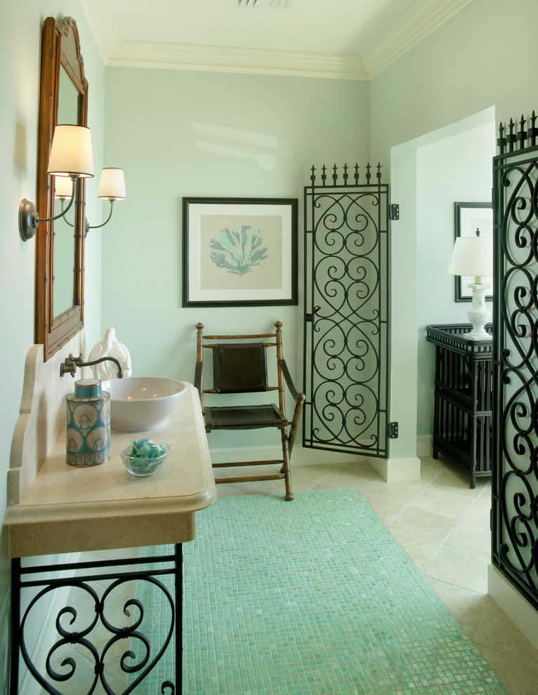 Wrought Iron Bathroom Vanity Powder Room Tropical with Abaco Abaco Club Arch