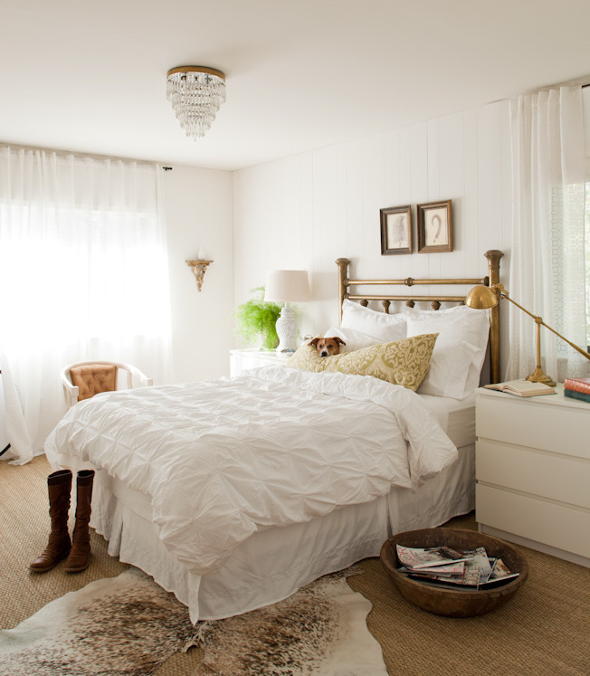 Wrought Iron Bed Bedroom Eclectic with Brass Brass Bed Cow